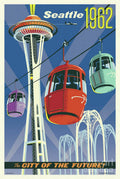Seattle- Space Needle Vintage Style - Poster | Canvas Wall Art Print
