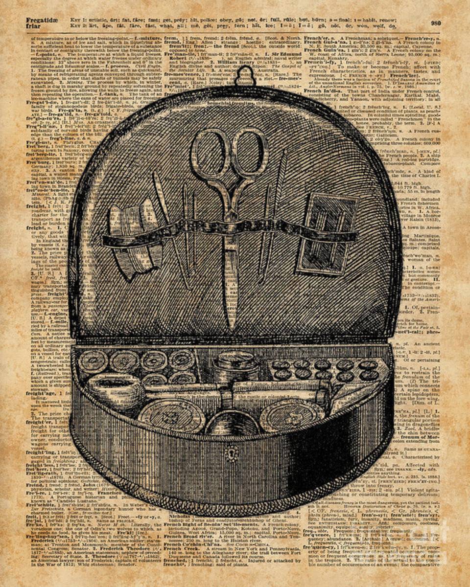 Sewing Tools Dictionary Art - Poster | Canvas Wall Art Print