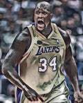 Shaquille O Neal Los Angeles Lakers Abstract Art 1 - Poster | Canvas Wall Art Print