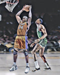 Shaquille O Neal Vs Bill Russell Abstract Art 1 - Poster | Canvas Wall Art Print