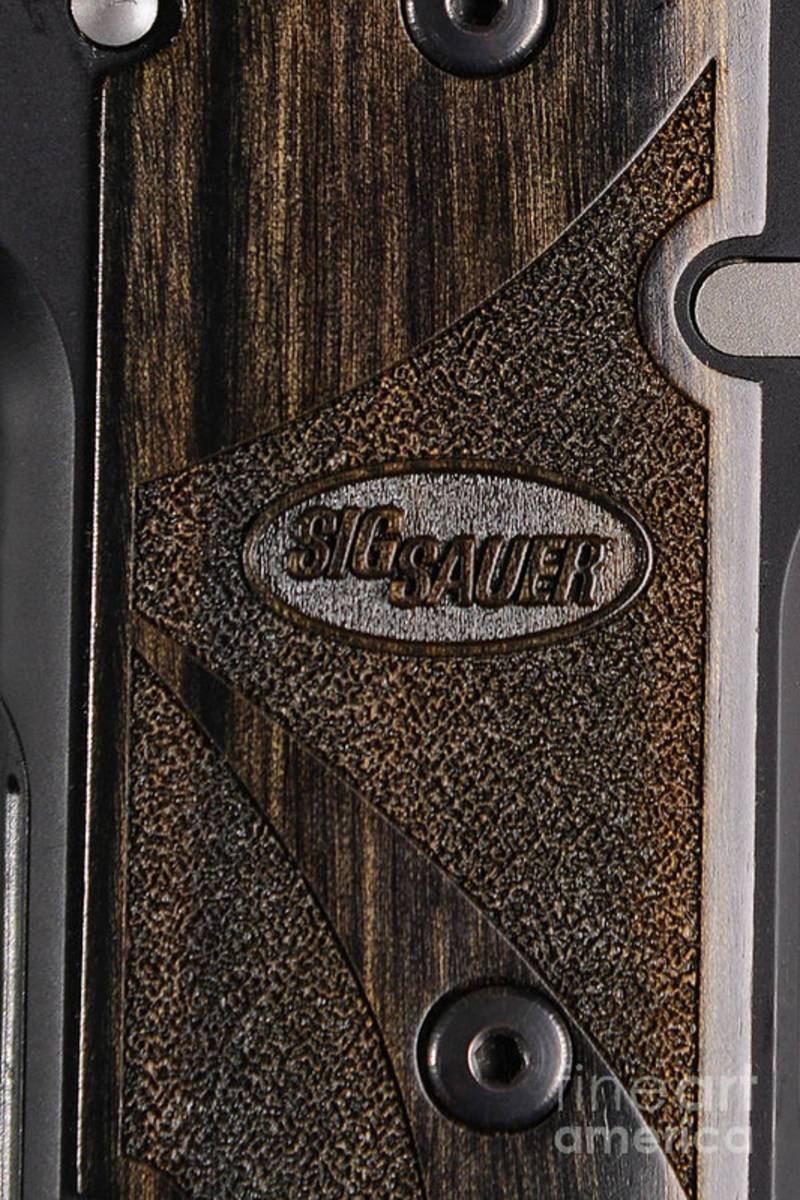 Sig Sauer Pistol Wood Grip - Poster | Canvas Wall Art Print