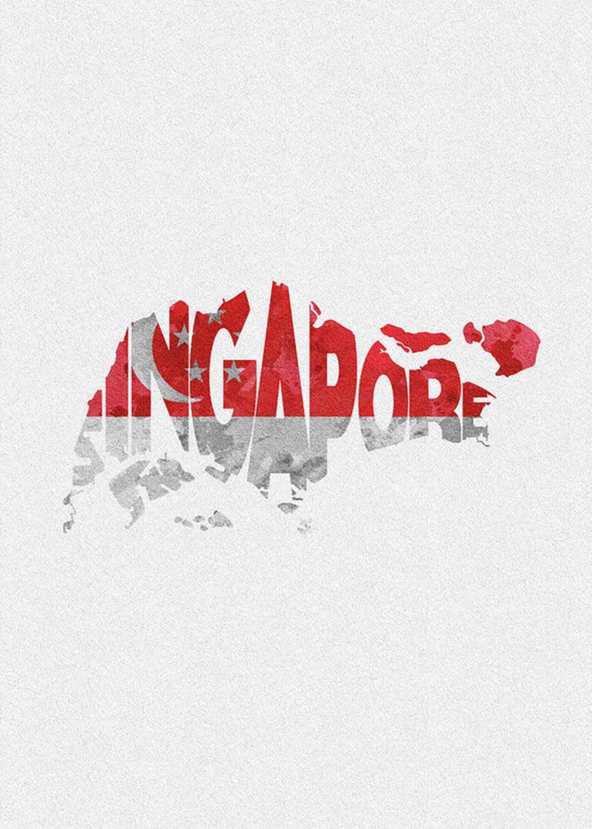 Singapore Typographic Map Flag - Poster | Canvas Wall Art Print
