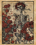 Skeleton Art, Skeleton With Roses Book Art,Human Anatomy - Poster | Canvas Wall Art Print
