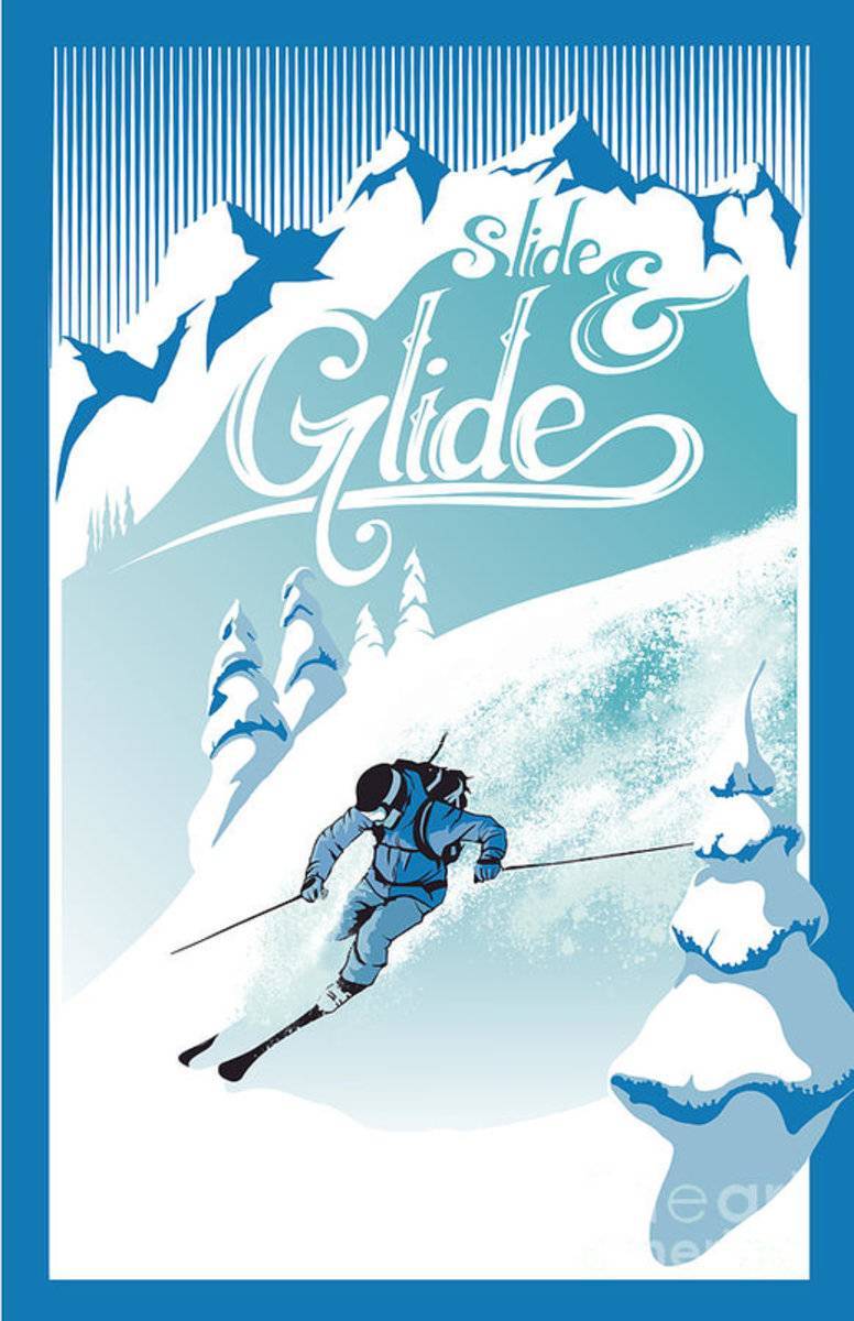 Slide And Glide Retro Ski - Poster | Canvas Wall Art Print