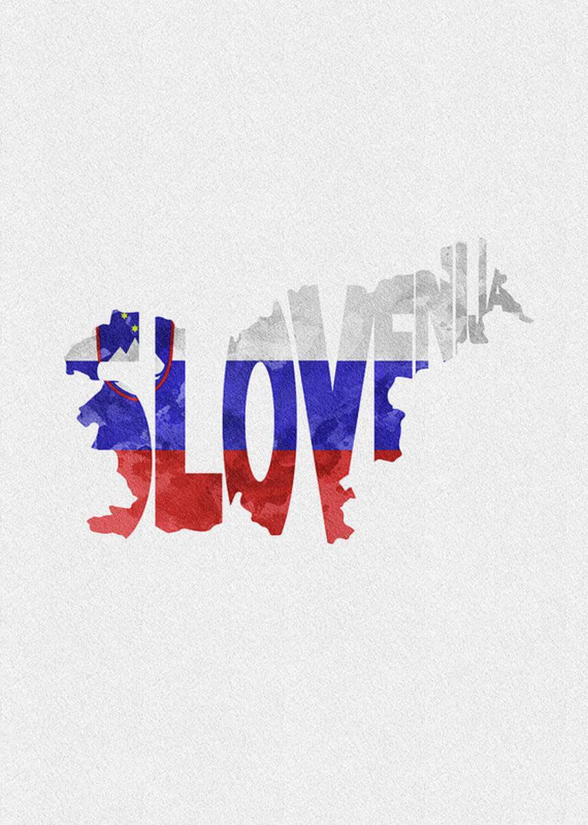 Slovenia Typographic Map Flag - Poster | Canvas Wall Art Print