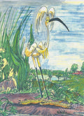 Snowy Heron Or White Egret By Audubon - Poster | Canvas Wall Art Print