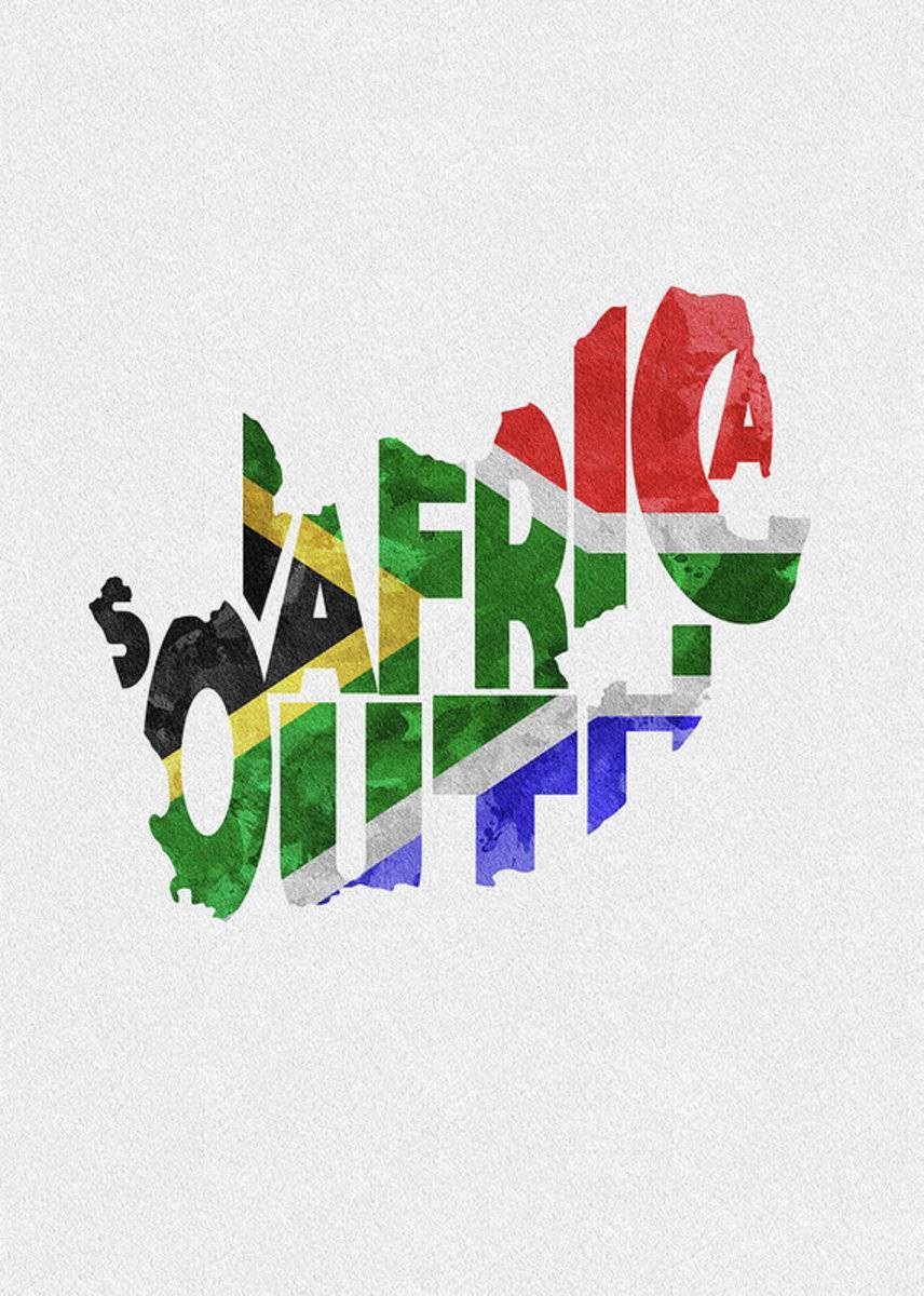 South Africa Typographic Map Flag - Poster | Canvas Wall Art Print