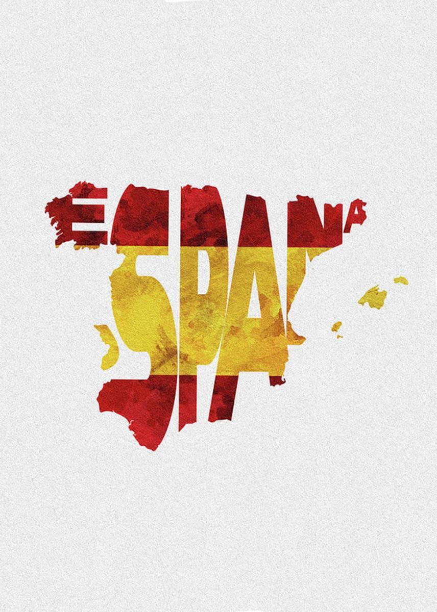 Spain Typographic Map Flag - Poster | Canvas Wall Art Print