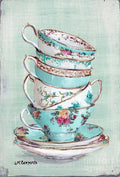 Stacked Aqua Themed Tea Cups - Poster | Canvas Wall Art Print