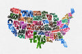 States Of United States Typographic Map - Poster | Canvas Wall Art Print