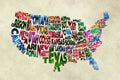 States Of United States Typographic Map - Parchment Style - Poster | Canvas Wall Art Print