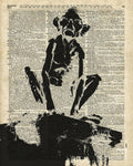 Stencil Of Gollum,Smeagol Over Old Dictionary Page - Poster | Canvas Wall Art Print