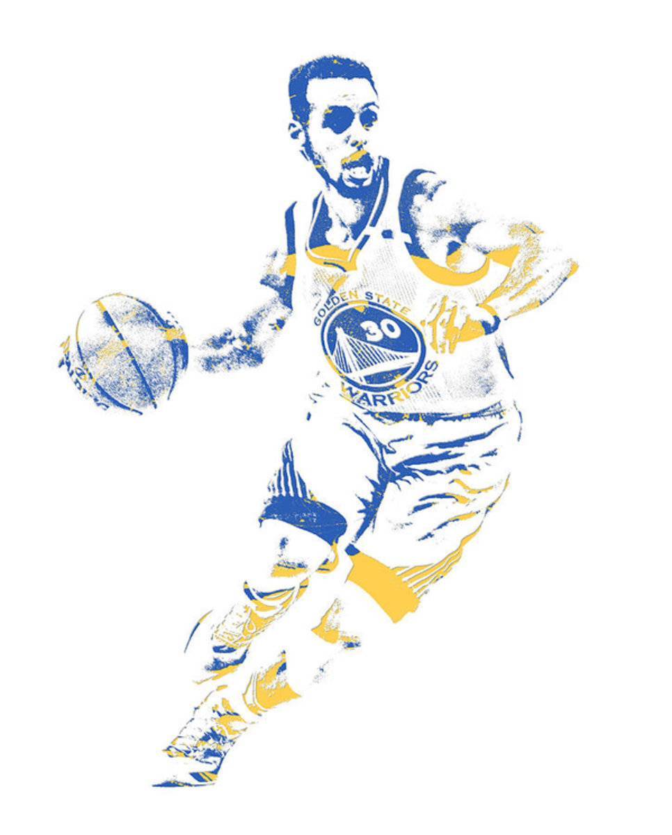 Stephen Curry Golden State Warriors Pixel Art 100 - Poster | Canvas Wall Art Print