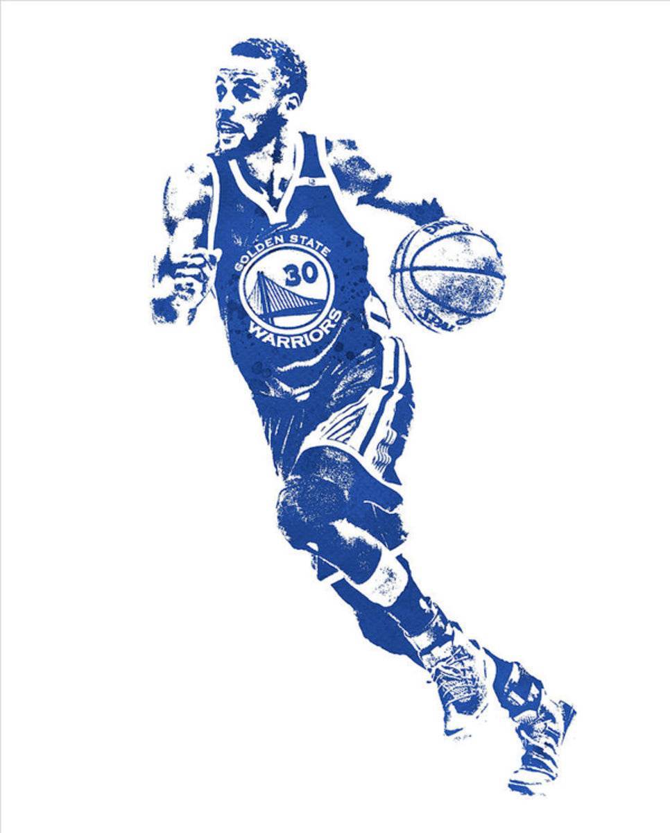 Stephen Curry Golden State Warriors Water Color Pixel Art 1 - Poster | Canvas Wall Art Print