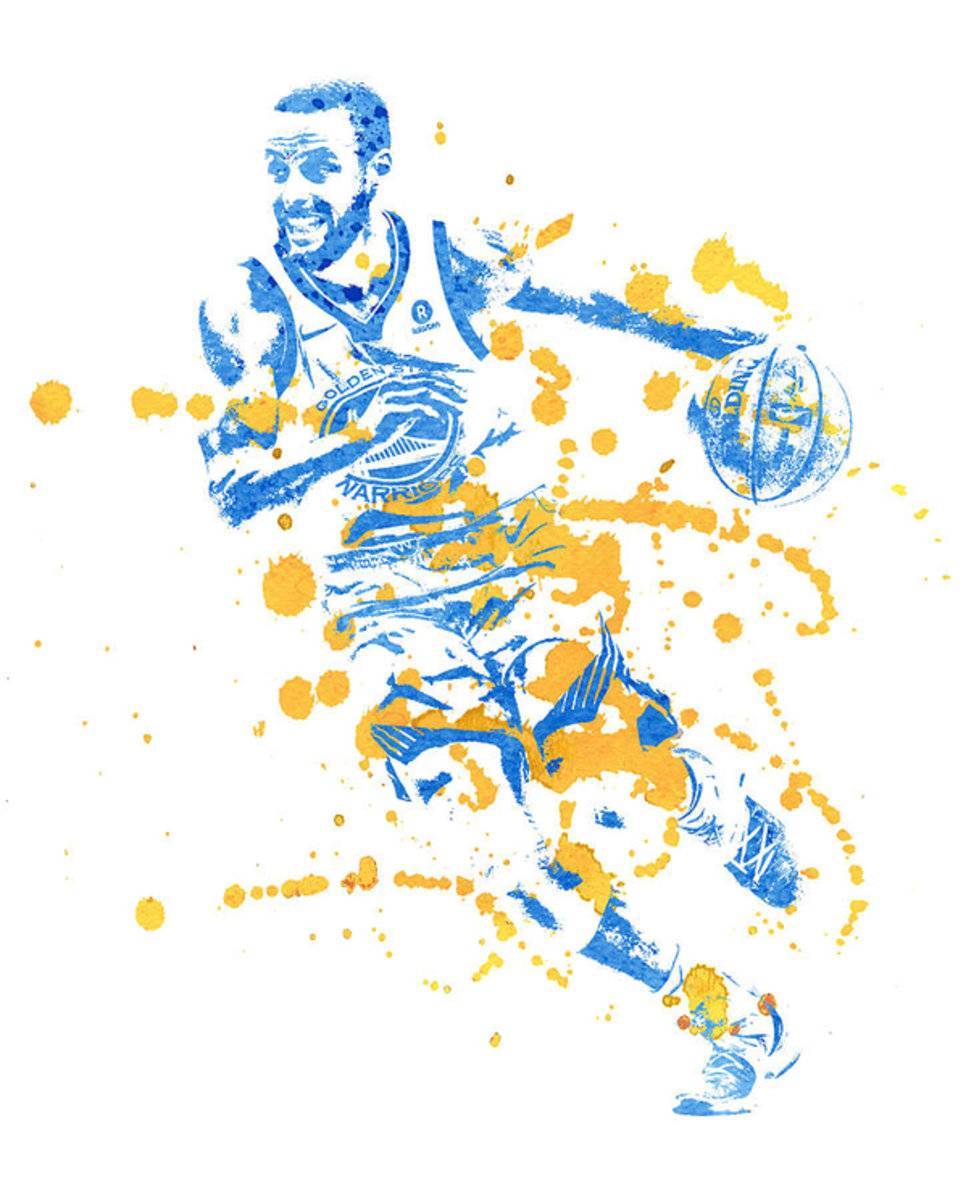 Stephen Curry Golden State Warriors Water Color Pixel Art 4 - Poster | Canvas Wall Art Print