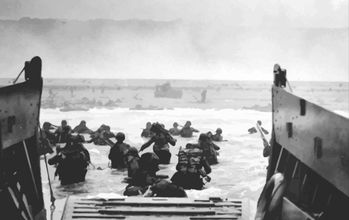 Storming The Beach On D-Day - Poster | Canvas Wall Art Print