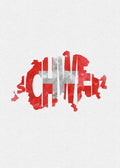 Switzerland Typographic Map Flag - Poster | Canvas Wall Art Print