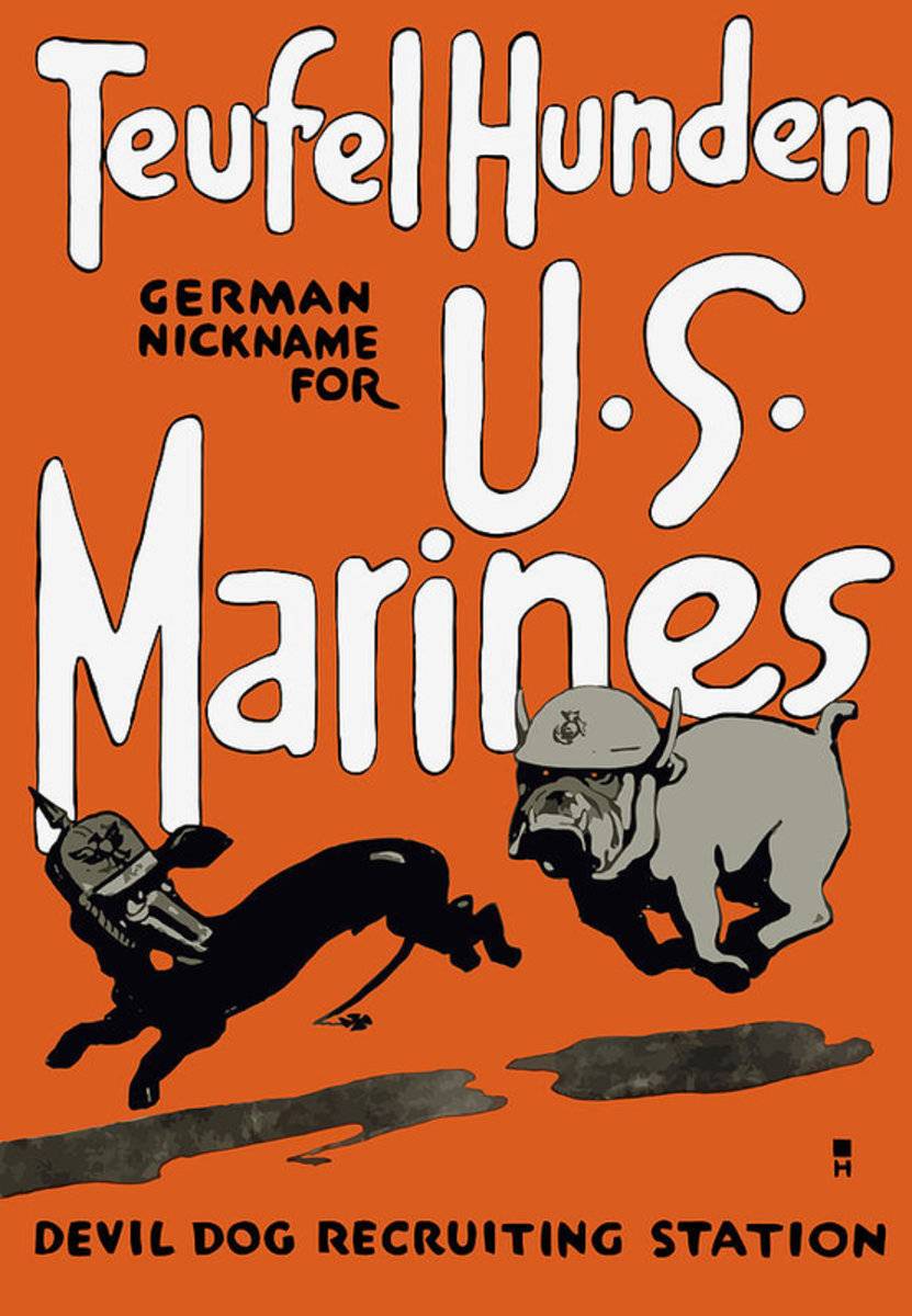 Teufel Hunden - German Nickname For Us Marines - Poster | Canvas Wall Art Print
