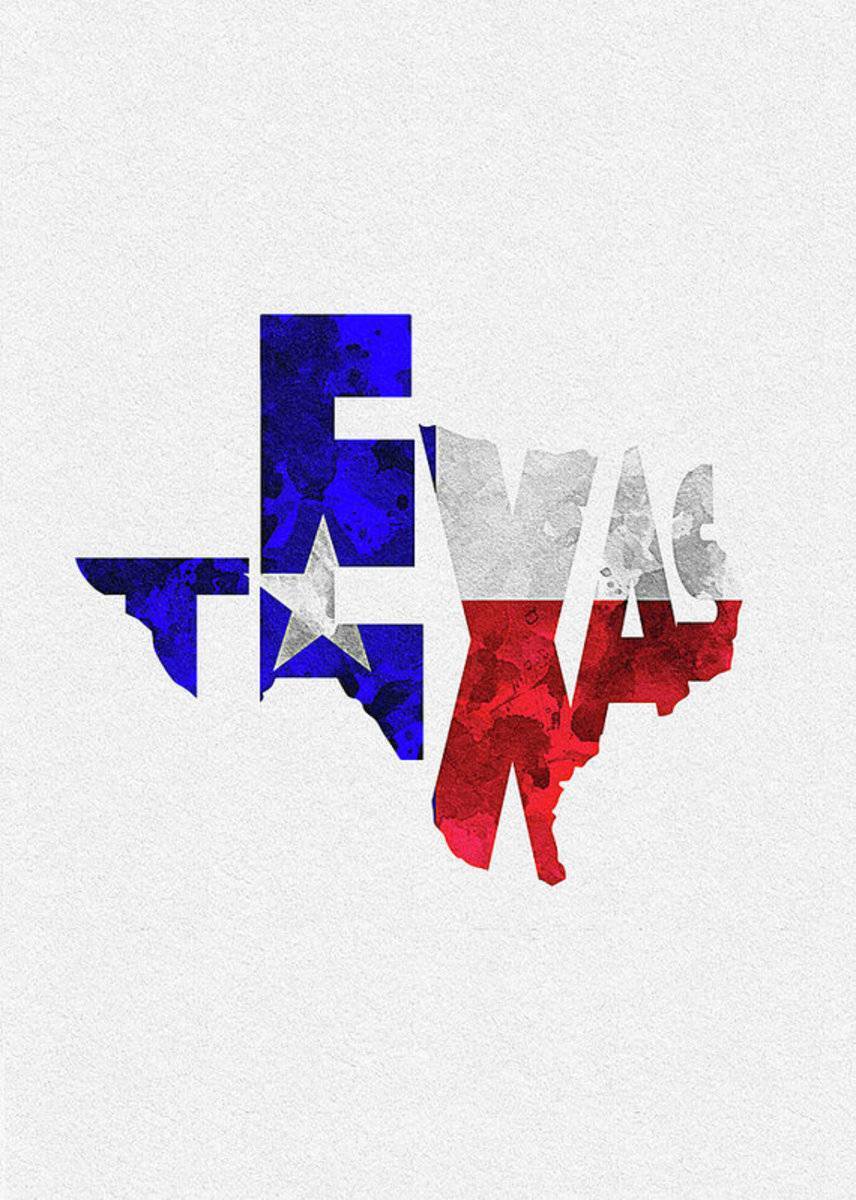Texas Typographic Map Flag - Poster | Canvas Wall Art Print