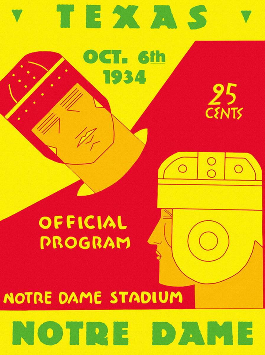 Texas Vs Notre Dame 1934 Program - Poster | Canvas Wall Art Print