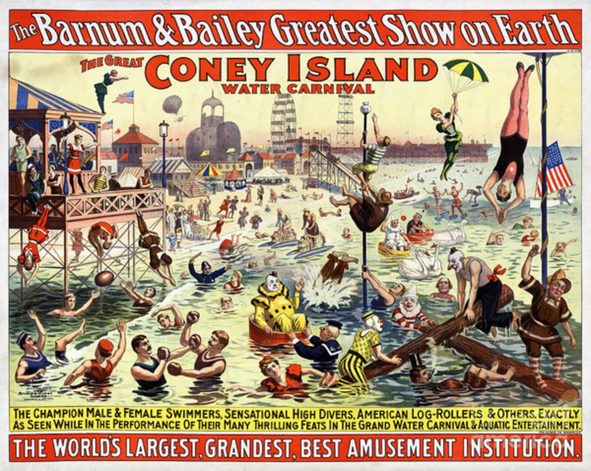 The Barnum And Bailey Greatest Show On Earth The Great Coney Island Water Carnival - Poster | Canvas Wall Art Print