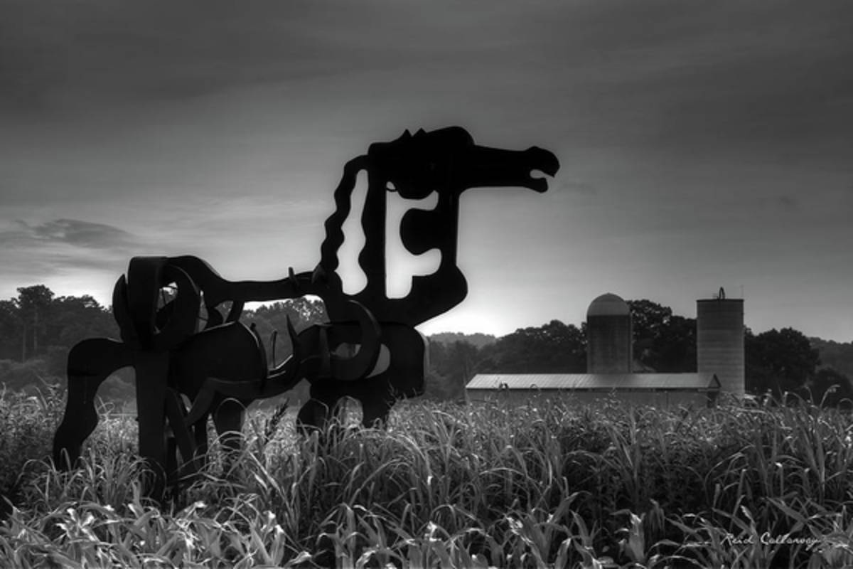 The Iron Horse Classic Black White Sculpture Art - Poster | Canvas Wall Art Print