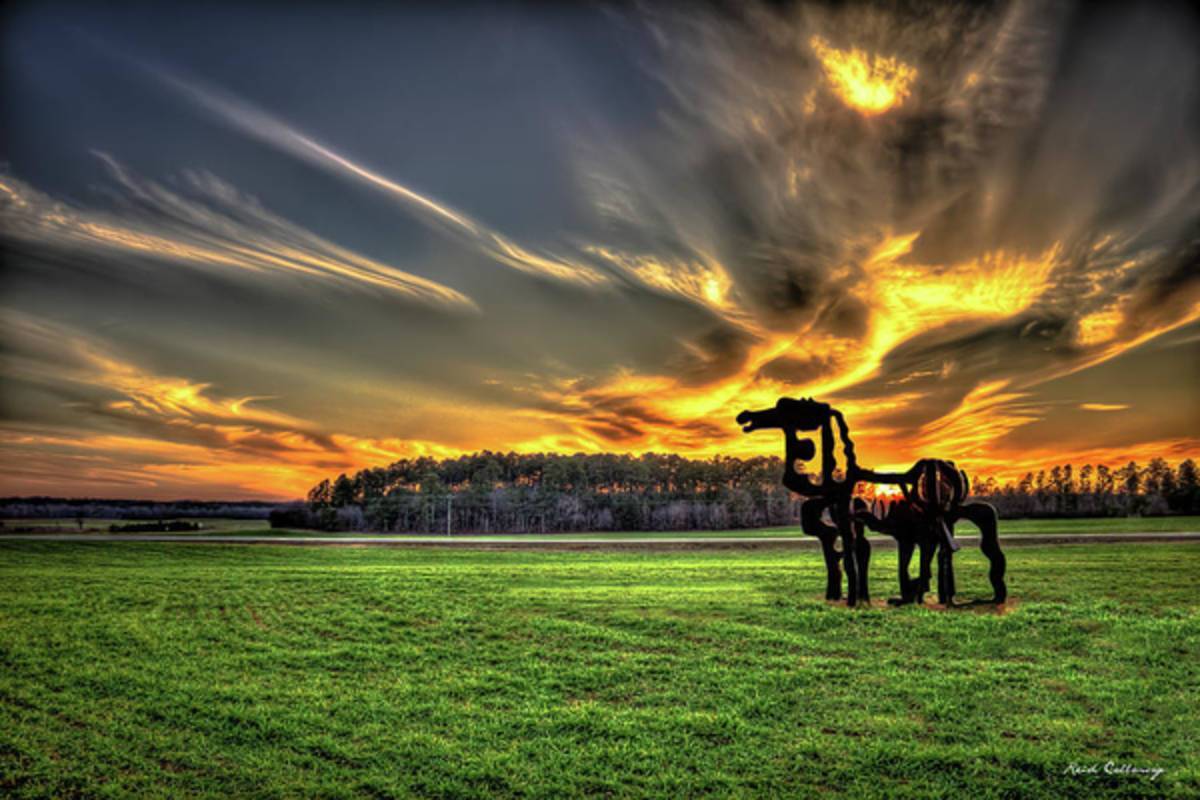 The Iron Horse Sunset 777 U G A Farming Landscape Art - Poster | Canvas Wall Art Print