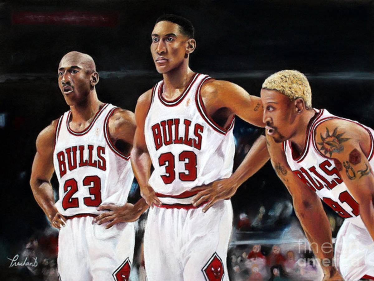 Threepeat - Chicago Bulls - Michael Jordan Scottie Pippen Dennis Rodman - Poster | Canvas Wall Art Print