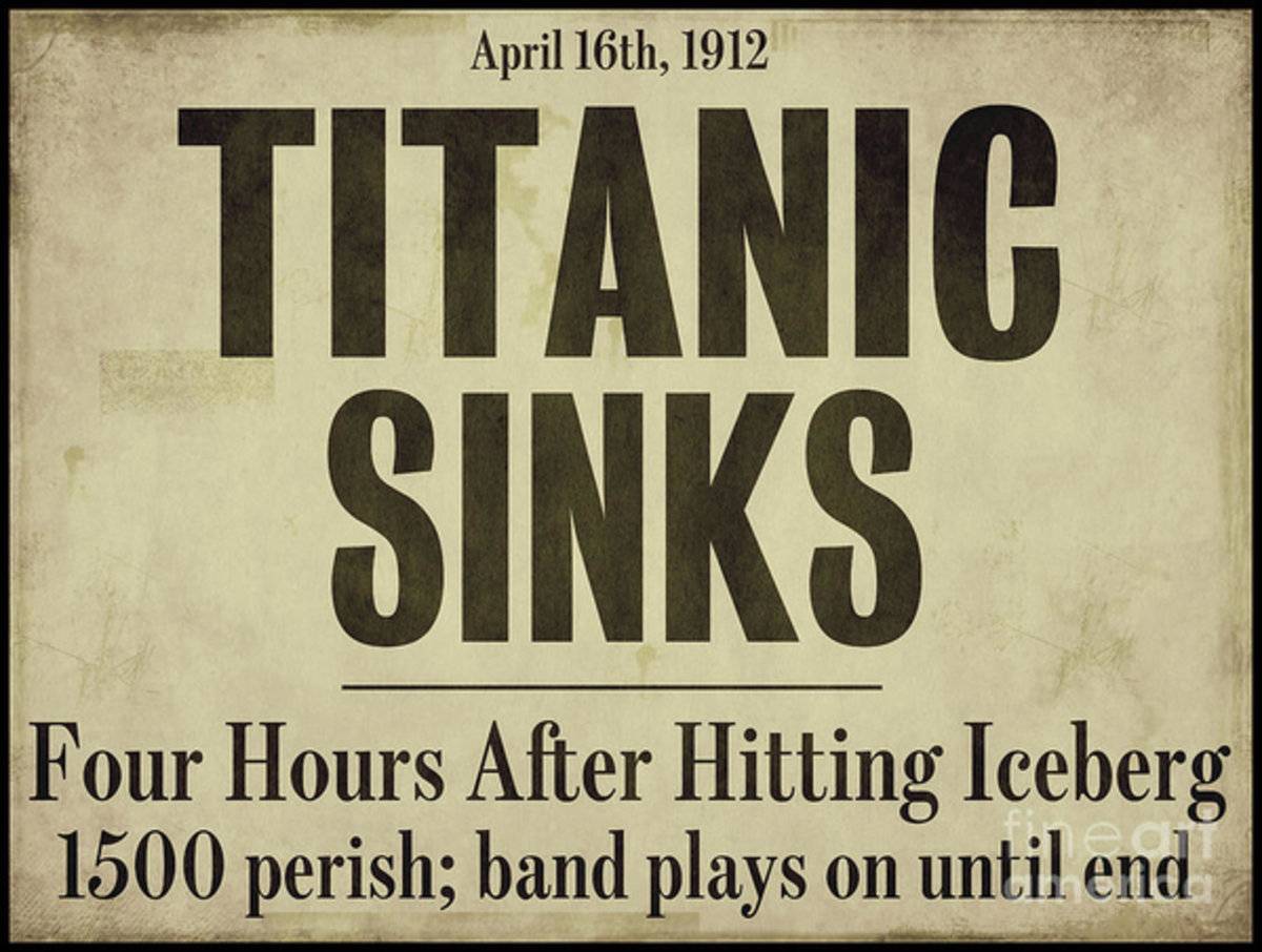 Titanic Newspaper Headline - Poster | Canvas Wall Art Print