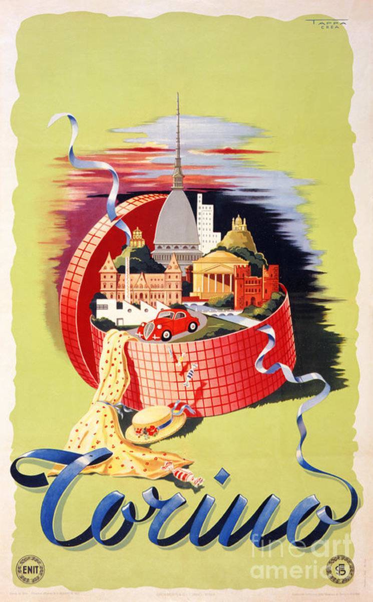 Torino Turin Italy Vintage Travel Restored - Poster | Canvas Wall Art Print