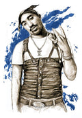 Tupac Shakur Colour Drawing Art - Rapper - Poster | Canvas Wall Art Print