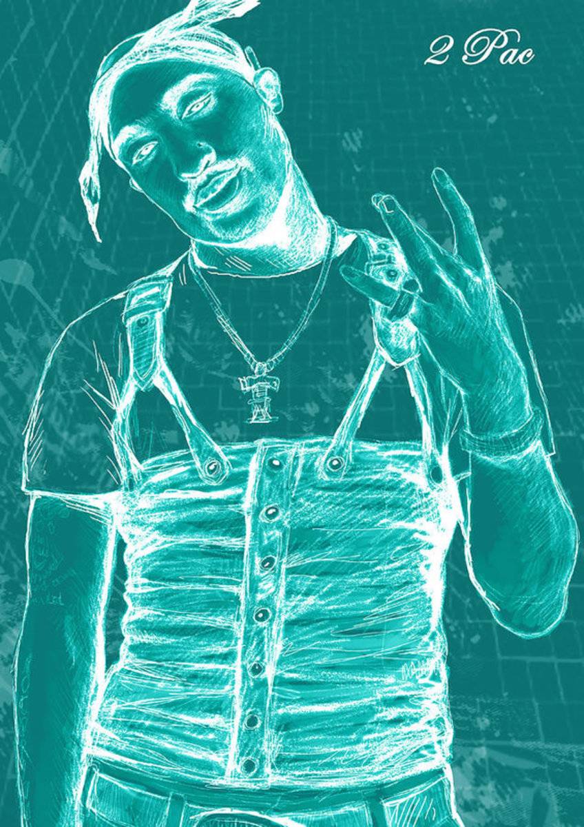 Tupac Shakur Long Stylised Drawing Art - Rapper - Poster | Canvas Wall Art Print