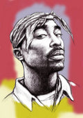Tupac Shakur Morden Art Drawing Portrait - Rapper - Poster | Canvas Wall Art Print