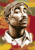 Tupac Shakur Stylised Drawing Art - Rapper - Poster | Canvas Wall Art Print