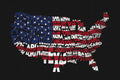 United States Typographic Map Flag - Black Background - Poster | Canvas Wall Art Print