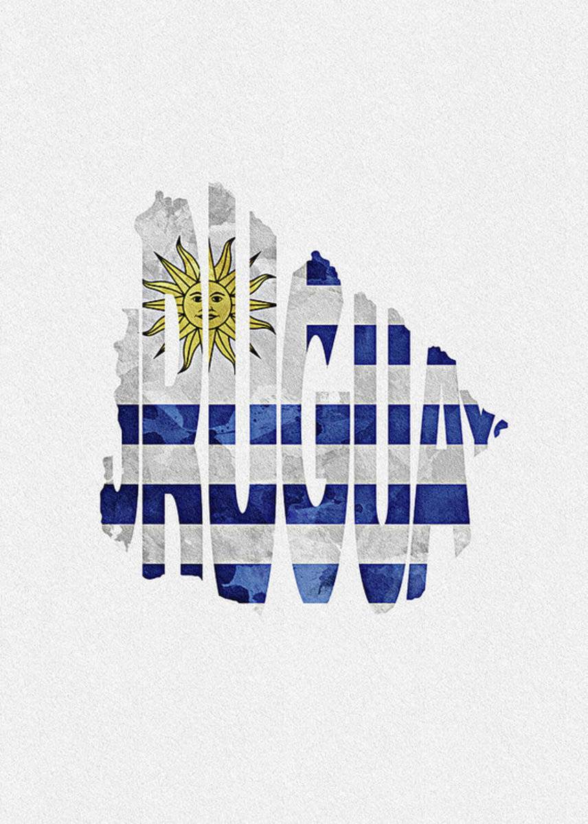Uruguay Typographic Map Flag - Poster | Canvas Wall Art Print