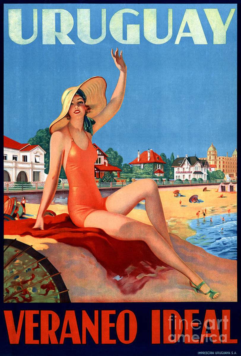 Uruguay Veraneo Ideal Vintage Travel - Poster | Canvas Wall Art Print
