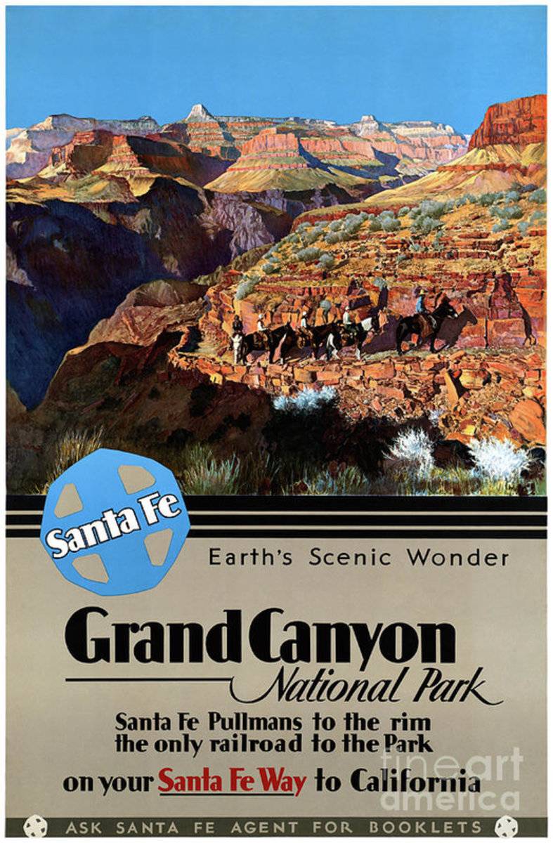 Usa Grand Canyon Restored Vintage Travel - Poster | Canvas Wall Art Print