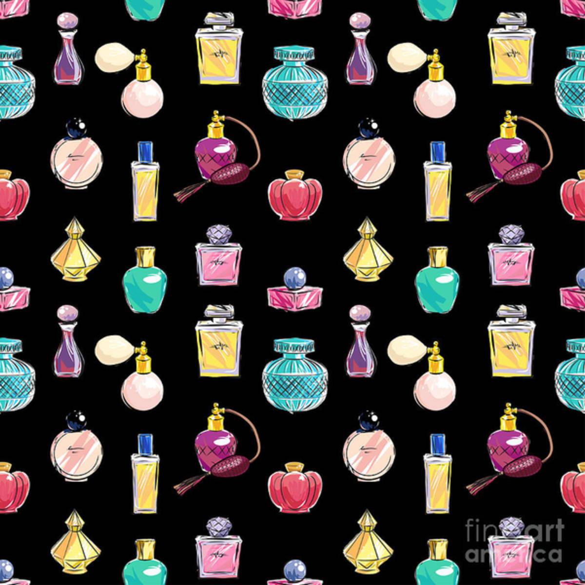Vector Seamless Perfume Pattern - Poster | Canvas Wall Art Print