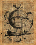 Victorian Steampunk Flying Machine - Poster | Canvas Wall Art Print