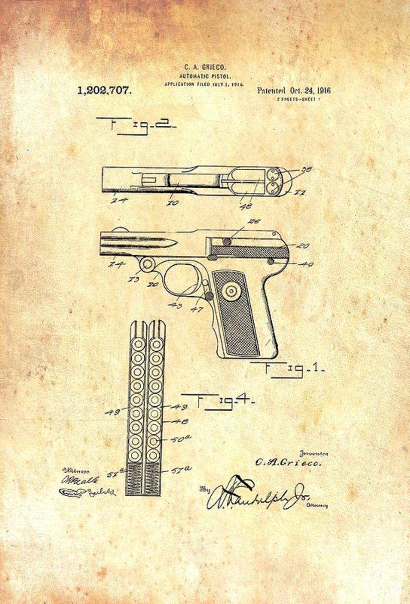Vintage Automatic Pistol Patent - Poster | Canvas Wall Art Print