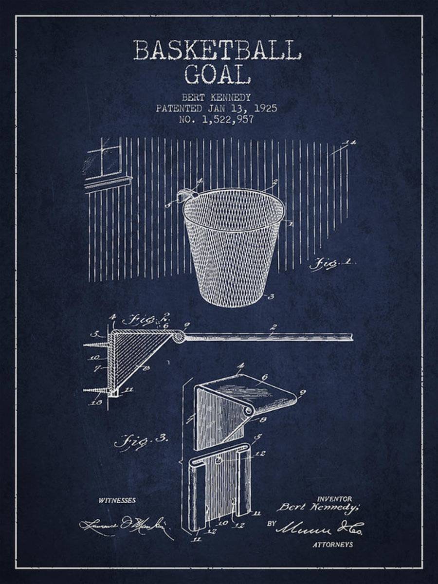 Vintage Basketball Goal Patent From 1925 - Poster | Canvas Wall Art Print