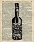 Vintage Bottle Of Rum Over Antique Book Page - Poster | Canvas Wall Art Print