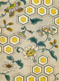 Vintage Japanese Illustration Of Blossoms On A Honeycomb Background - Poster | Canvas Wall Art Print