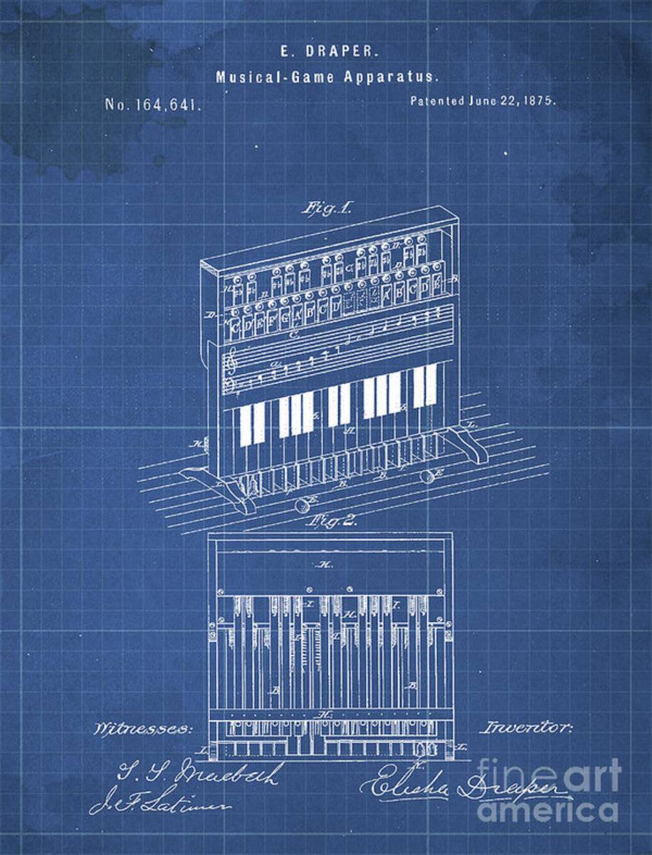 Vintage Musical Game Apparatus Patent Year 1875 - Rapper - Poster | Canvas Wall Art Print