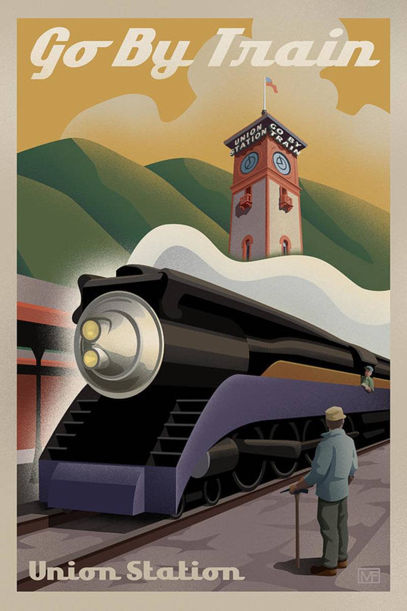 Vintage Union Station Train - Poster | Canvas Wall Art Print