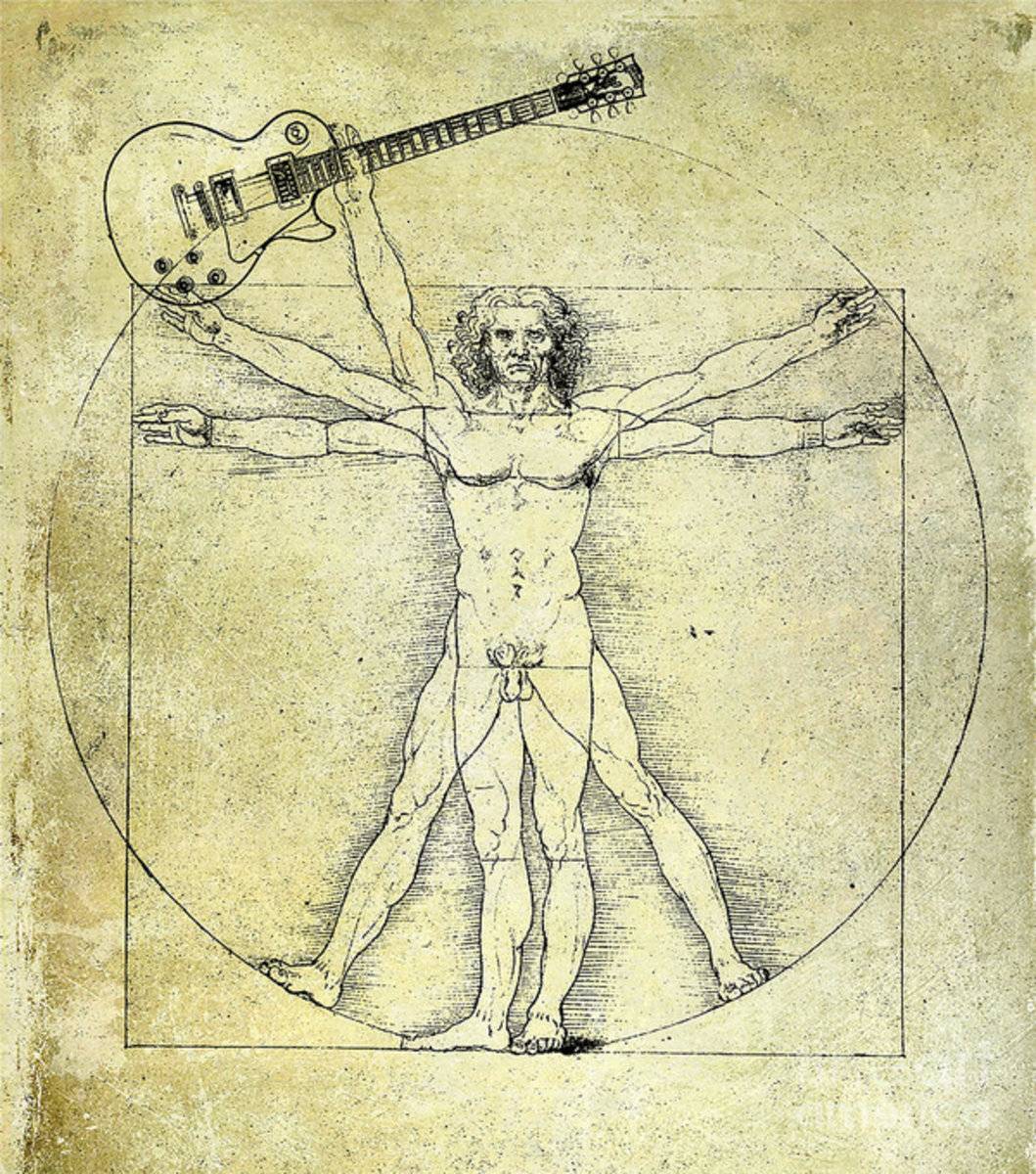 Vitruvian Guitar Man - Poster | Canvas Wall Art Print