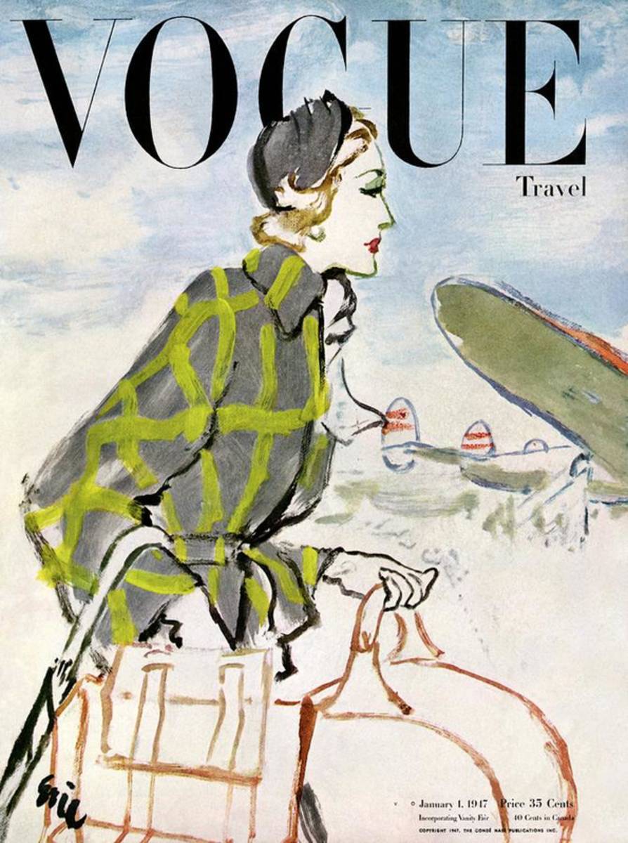 Vogue Cover Featuring A Woman Carrying Luggage - Poster | Canvas Wall Art Print