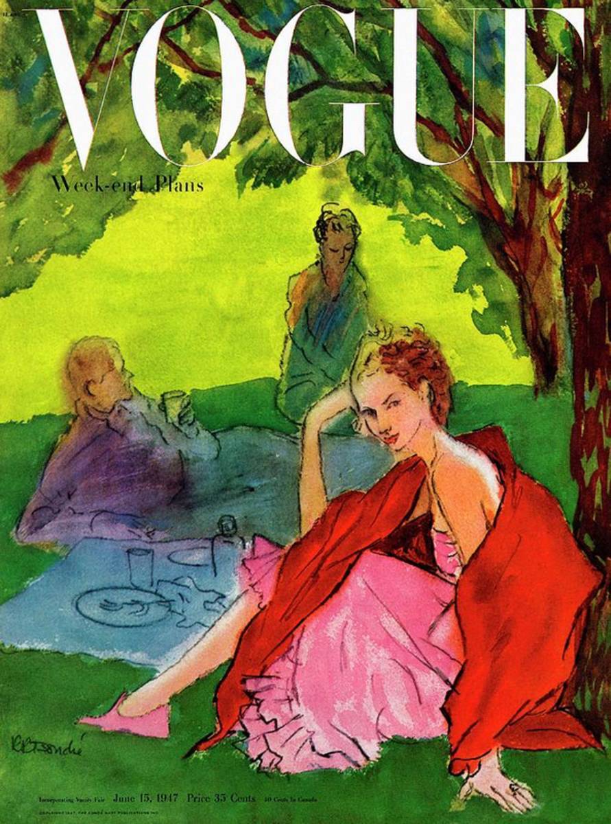 Vogue Cover Featuring A Woman Having A Picnic - Poster | Canvas Wall Art Print