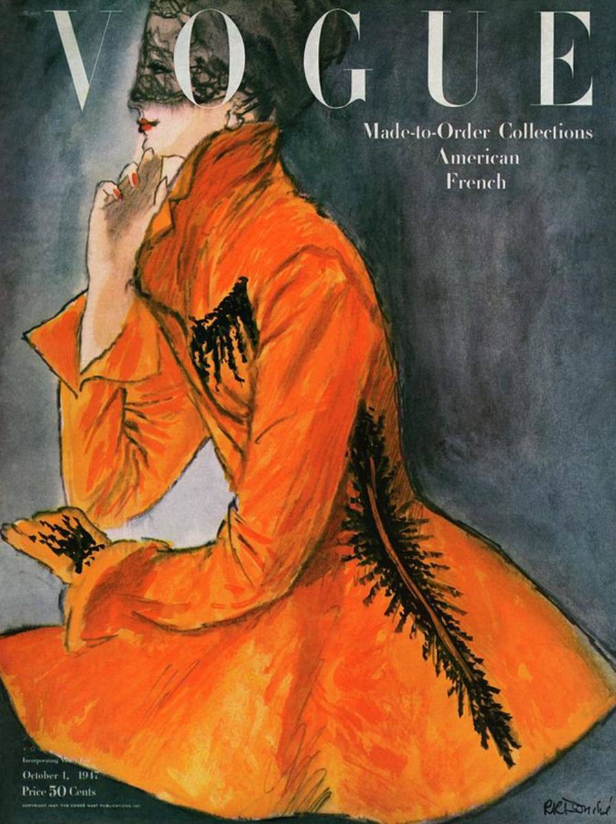 Vogue Cover Featuring A Woman In An Orange Coat - Poster | Canvas Wall Art Print